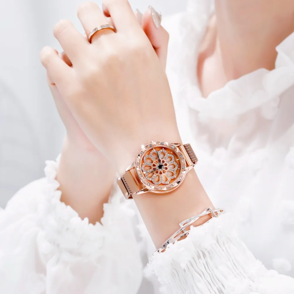 Женские часы браслет relogio feminino 2019 новые модные женские вращающиеся магнитные на