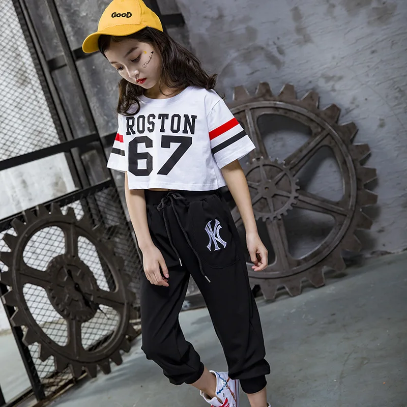 1 комплект детские свободные укороченные футболки топы повседневные штаны