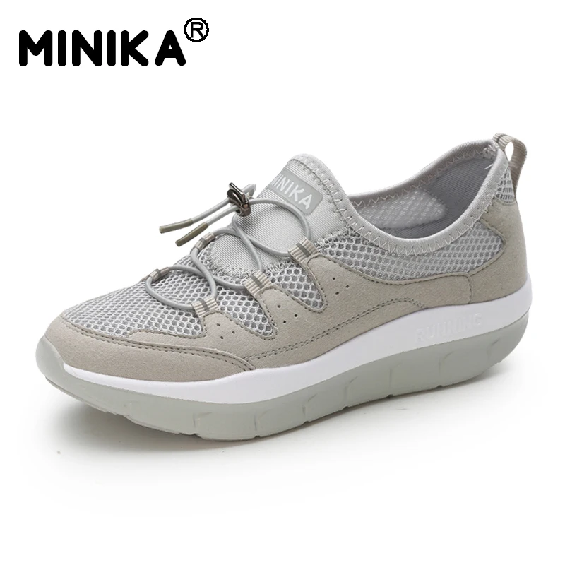 Minika/дышащие тонкие кроссовки на танкетке с сеточкой женская обувь платформе