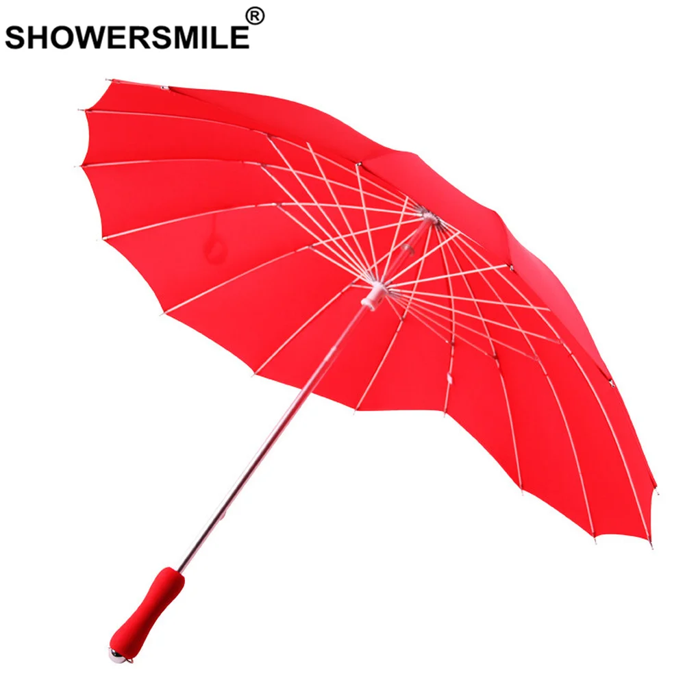 SHOWERSMILE красный зонтик в форме сердца солнечный и дождливый Женский Зонтик для