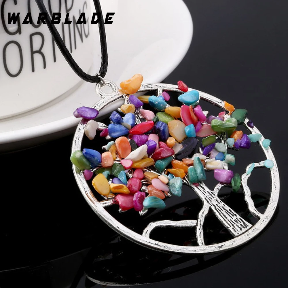 Модные радужные Подвески в виде 7 чакр с деревом жизни ожерелья из натурального