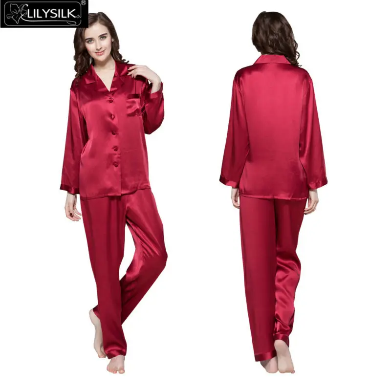 LilySilk Пижама женская костюм комплект белье 16momme Шелк Дамы домашняя одежда для женщин