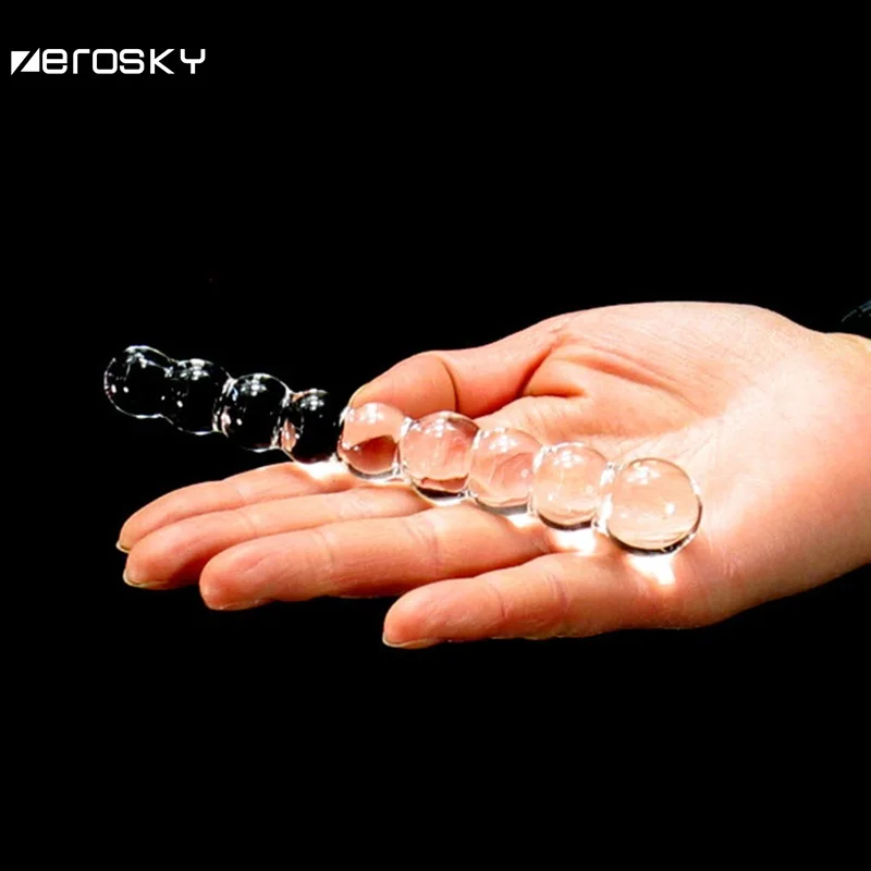 Zerosky Crystal Glass Dildos Anal Plug 9 beads Buttplug Toys Adult products Vagina Masturbation Beads Sex Toy | Красота и здоровье
