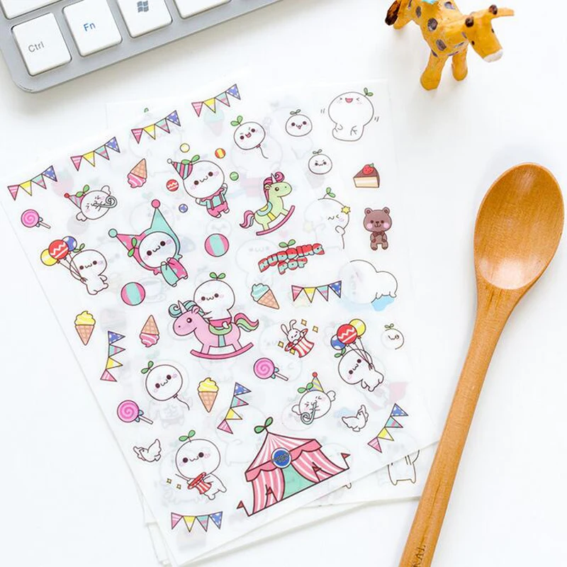 6 листов стикеры в виде милых мультяшных персонажей|stationery stationery|stationery cutestationery