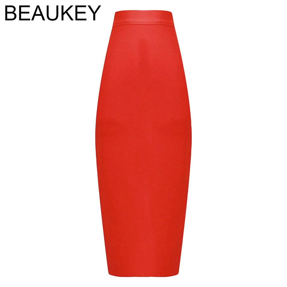 Женская юбка карандаш с разрезом BEAUKEY черная обтягивающая до середины икры