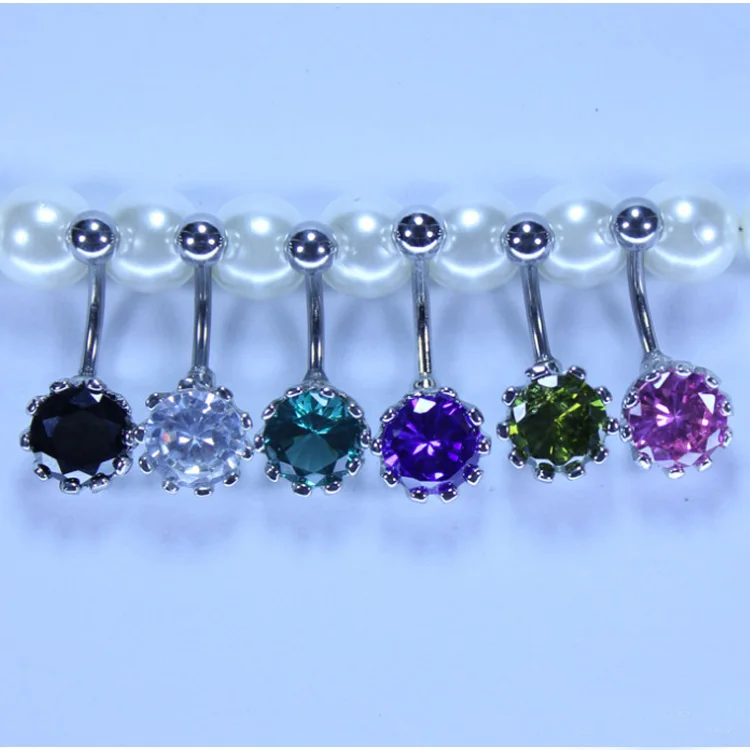 AAA циркон пупка кольцо Медицинская нержавеющая сталь никогда не аллергия пирсинг