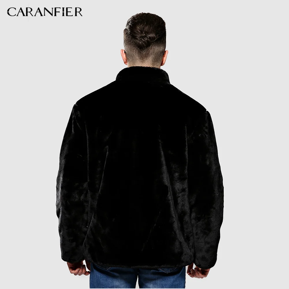 CARANFIER Мужское пальто зимние толстые теплые куртки искусственный бархат Модные