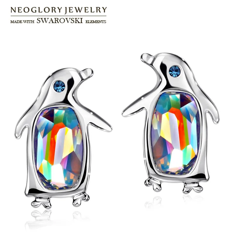

Neoglory, австрийские кристаллы и стразы, Симпатичные серьги-гвоздики, милый дизайн пингвинов для девочек, подарок для вечевечерние, Классическ...