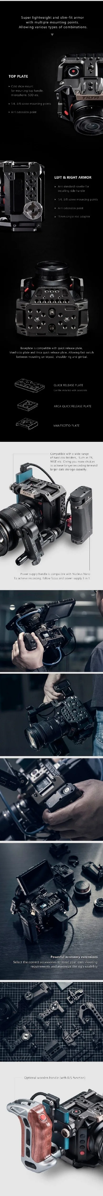 Tilta Cage Z-CAM E2 DSLR камера клетка установка для Z-cam E2 S6 F6 F8 камера W 1/4 3/8 резьбовые отверстия для микрофона Z Cam клетка