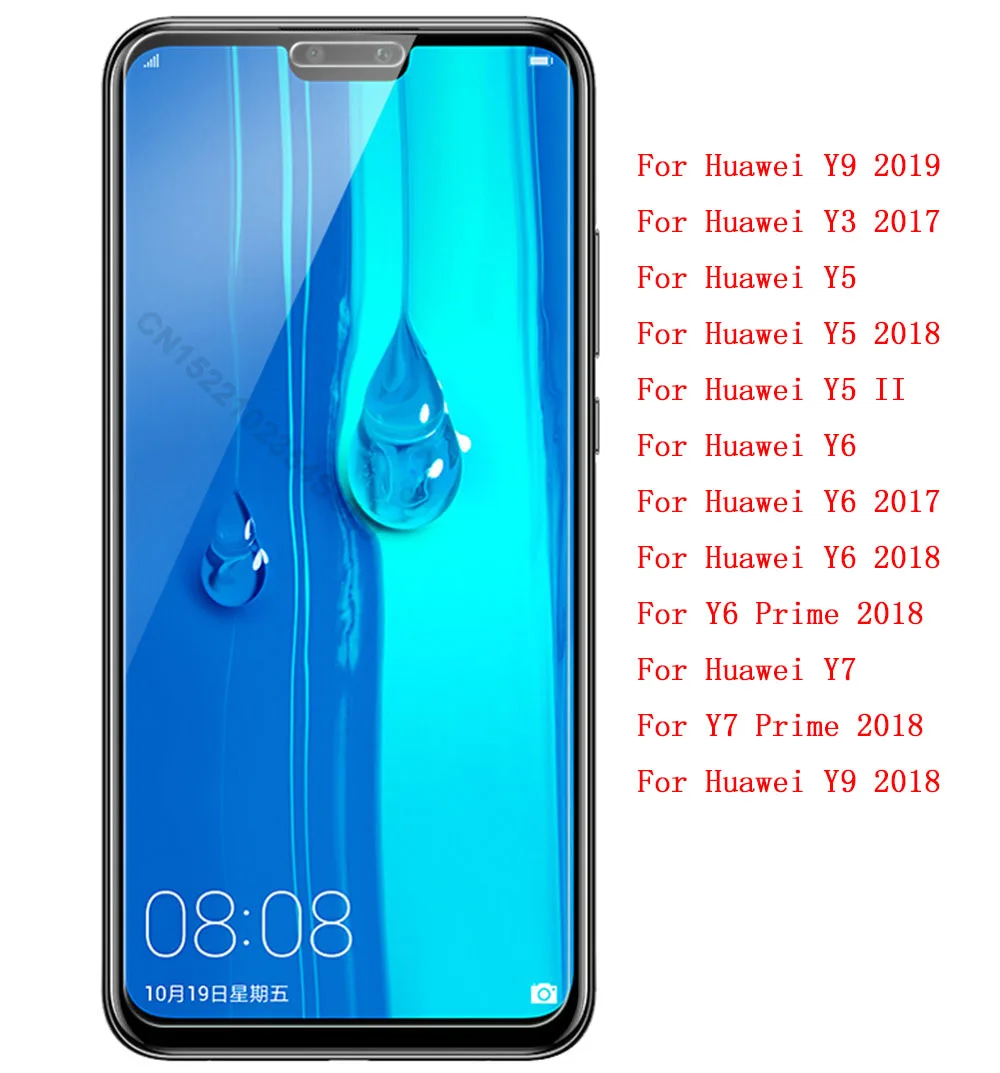 Защитное закаленное стекло для Huawei Y6 Y7 Y5 Y9 2019 Prime 2018 Y3 2017 II 9H 3D защита экрана |