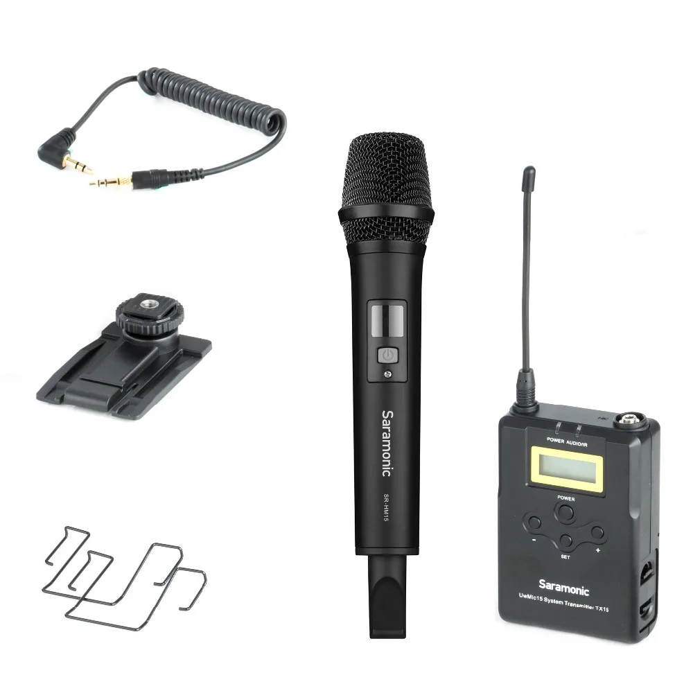 SaramonicWireless микрофонная система, UHF 15 канальный всенаправленный микрофон для DSLR камеры, видеокамеры, интервью, ENG