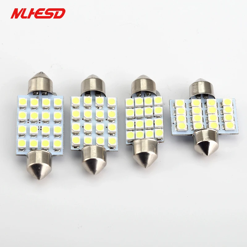 100 шт. гирлянда 16 SMD 1210 светодиодный 3528 31 мм 36 мм/39 мм/41 мм 16 светодиодный лампы светодиодный фестон Потолочные плафоны внутренний свет белый 12V