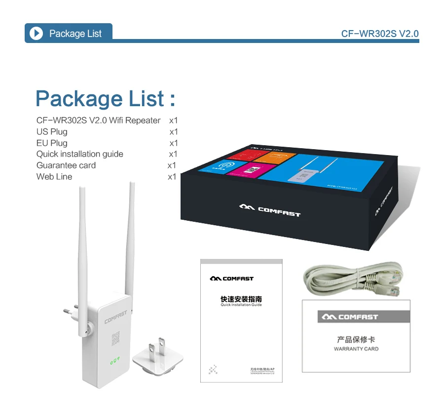 Comfast 300 м беспроводной Wi-Fi ретранслятор 10dbi антенна сильный WiFi усилитель сигнала беспроводной маршрутизатор WiFi расширитель диапазона расширение Booste