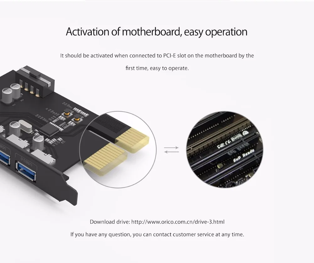 ORICO 4-Порты и разъёмы USB3.0 карта расширения PCI-E 3,0 адаптер USB 3,0 HUB расширитель PCI-E карта Поддержка Windows, Mac OS, Linux