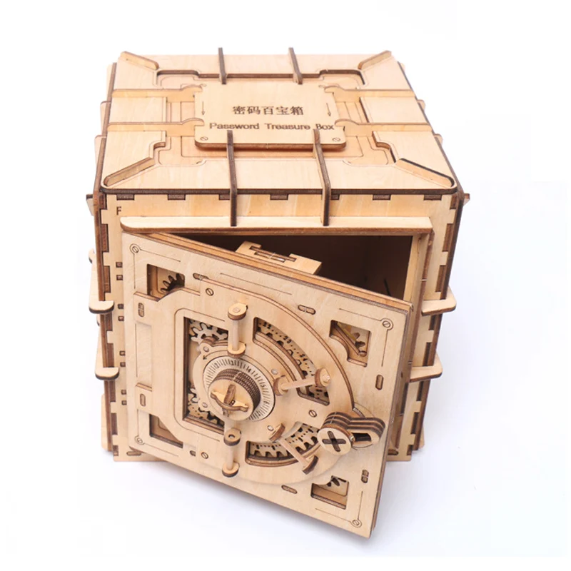 3D деревянная Механическая Коробка С Сокровищами для детей DIY Модель головоломка