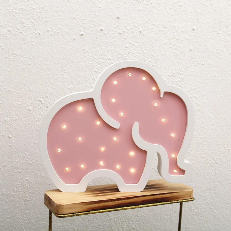 Elephant Pink Lanpulux животное ночник Единорог Лев слон моделирование Деревянный светильник светильники Обои для рабочего стола настенный светильник для детской спальни Декор - Испускаемый цвет: Elephant Pink