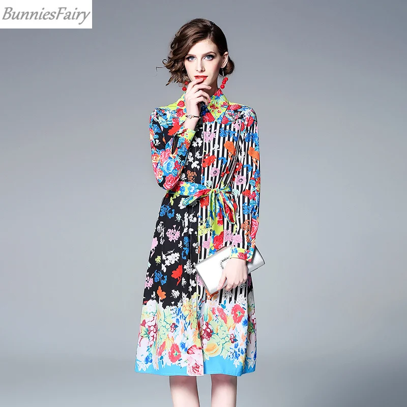 BunniesFairy 2019 весеннее женское Новое винтажное ретро платье-рубашка с длинными