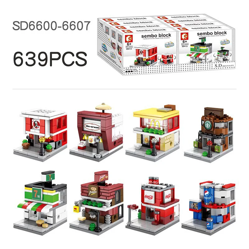 Строительные блоки мини уличный вид городской составное здание детские