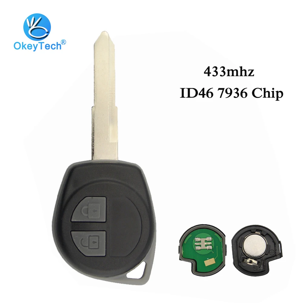 OkeyTech 315/433 МГц 2 кнопки ID46 PCF 7936 чип FSK для Suzuki Swift Jimny Vitara Splash SX4 Alto Ignis HU87 Blade|Ключ от