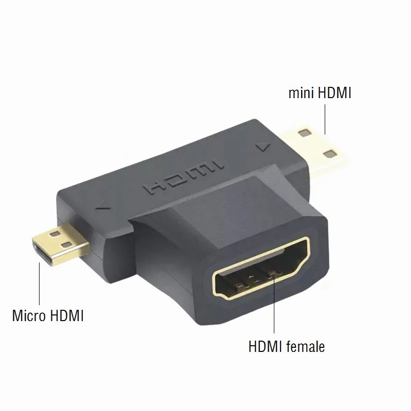5 шт./лот 3 в 1 HDMI к Micro Мужской мини адаптер Т образный конвертер для HDTV