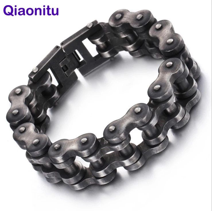 

Heavy Punk Men's Brushed Bike Chain Bracelet 18mm 22mm 316L Stainless Steel Dark Motorcycle Bicycle Biker Chain Bracelets Bangle