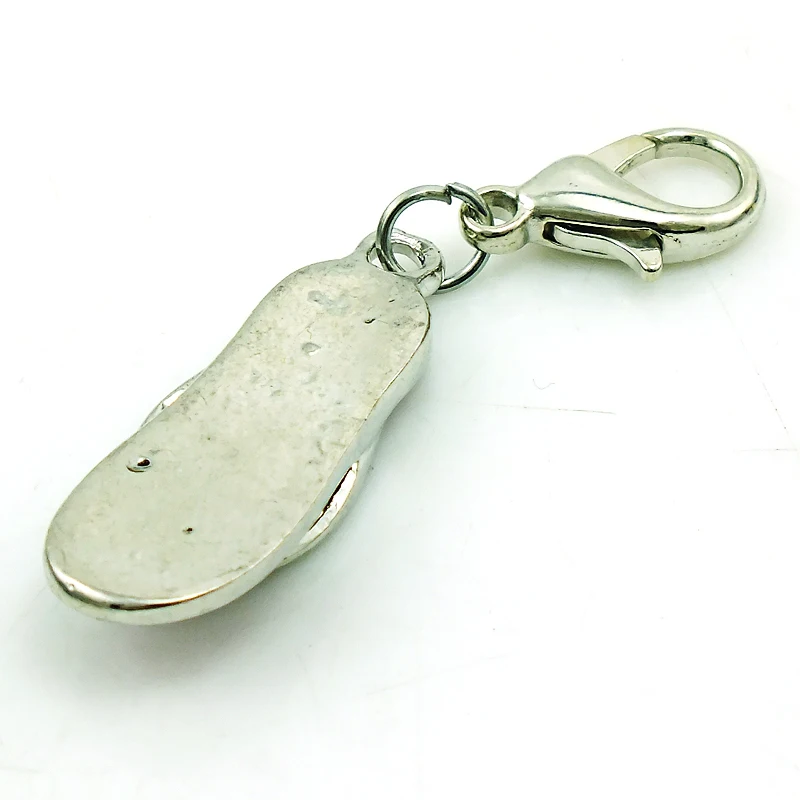 JINGLANG Silver Color Charms Dangle Pink Rhinestone Slipper Pendants With Lobster Clasp DIY Charm For Jewelry Accessories | Украшения и
