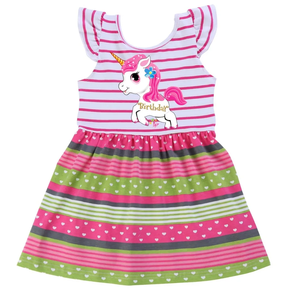 2019 Unicorn Cute Children Kids Summer Baby Girls Dresses Clothes Cartoon Flying Sleeve Wedding Dress Infant Garments Clothing | Детская