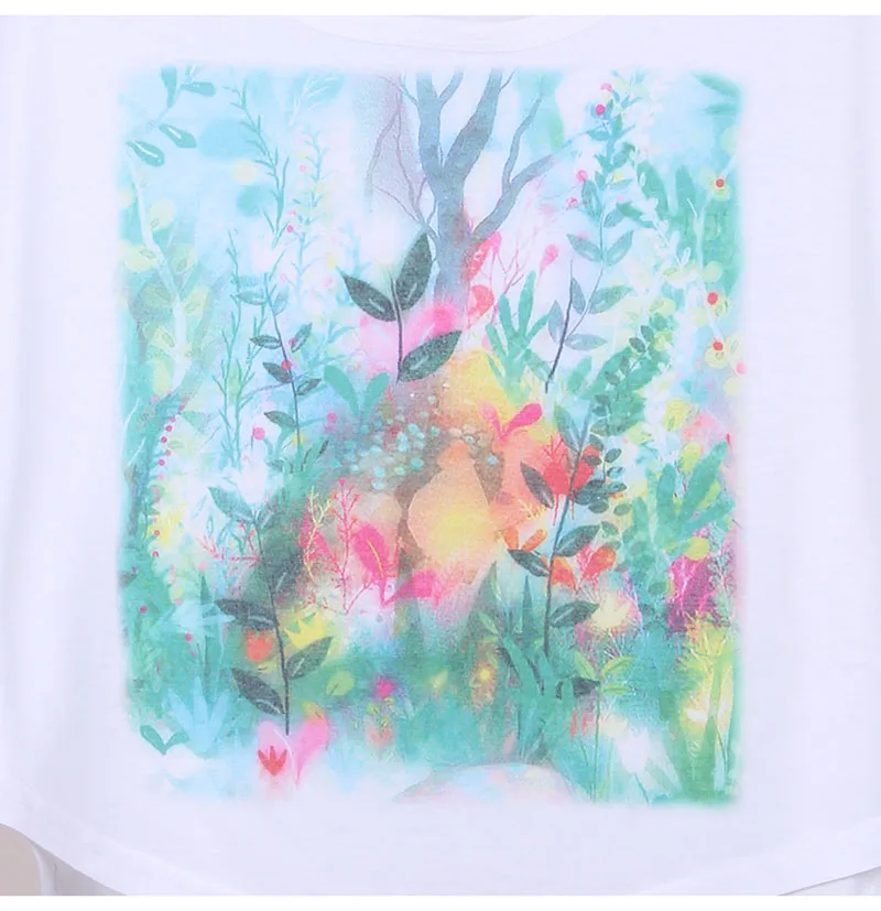 Новейший дизайн большой размер женская футболка с цветочным принтом женские