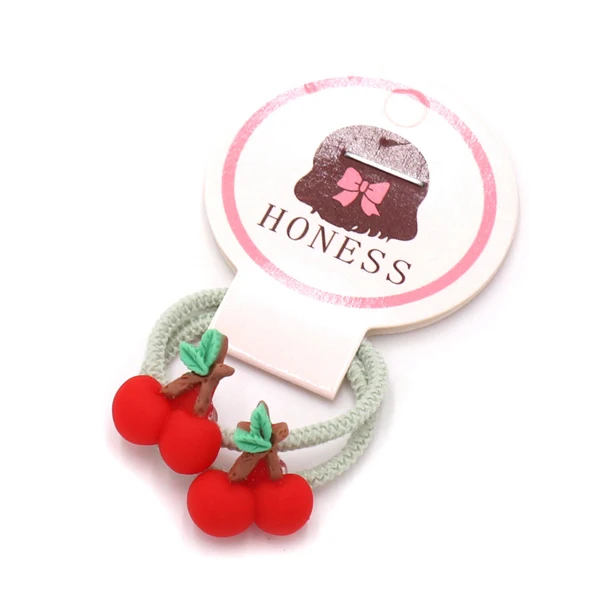 Cherry 2 шт./лот, новинка, Детские аксессуары для волос с героями мультфильмов, для девочек, 3 см, с фруктовым хвостом, с держателем, Резиновая лента, Детская резинка для волос, резинки для волос, головной убор - Цвет: Cherry