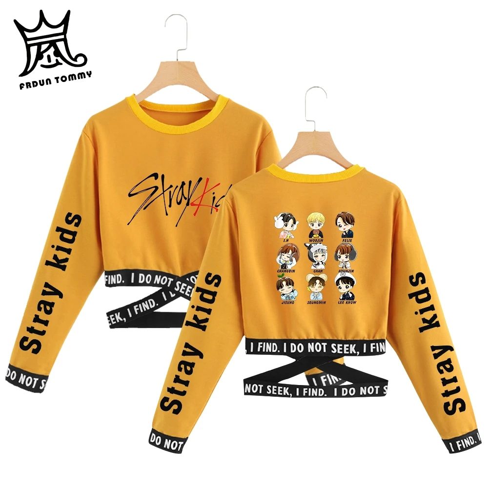 Frdun Tommee Stray Kids/укороченный свитер с круглым вырезом; Женская толстовка с длинными рукавами в стиле поп; Лидер продаж года; уличная одежда; пикантная Одежда для девочек