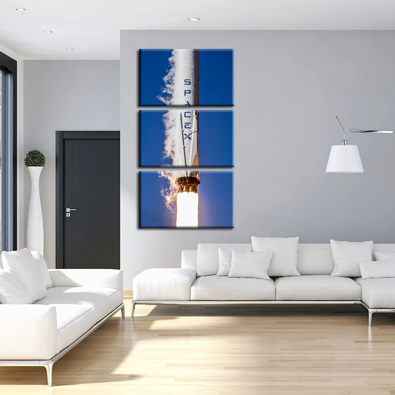 Модульная рама для картин большая холст 3 панели сокол 9 ракета печатная живопись