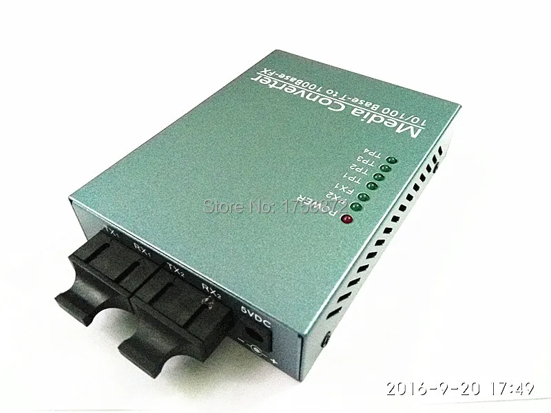 

Медиаконвертер 10/100 м, 4 RJ45 + 2 волокна 4 RJ45 + 2(1*9) порта, с одним режимом, двойным волокном 20 км