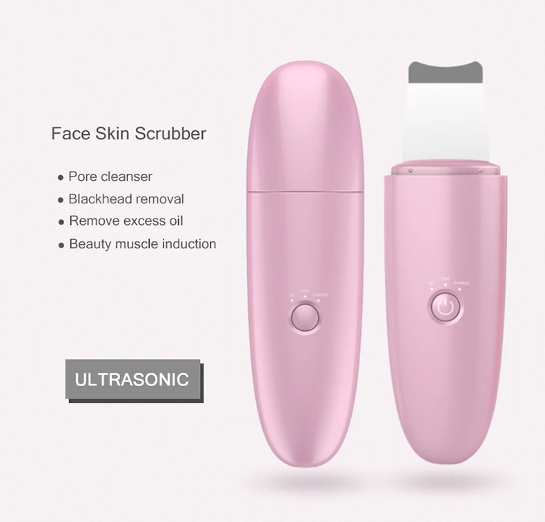 Ultrasonic Cleaner Face Skin Scrubber Acne Blackhead Removal Skin Massage Rechargeable Pore Cleanser Exfoliates Facial Cleansing
