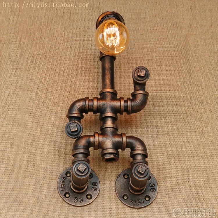 Креативная настенная лампа с роботом и водопроводной трубой настенное бра