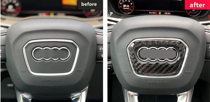 Карбон волокно руль логотип Стикеры рамка Обложка для Audi A1 A3 A4 A5 A6 A7 Q3 A6 C7 Q5 A8 Q7 B6 B7 авто аксессуары