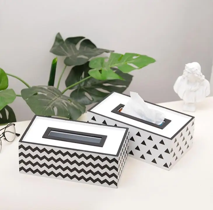 

TECHOME Brief Geometry Wooden Tissue Storage Box Household Living Room Desktop Car Organizer Napkin Storage Box Home Decoration