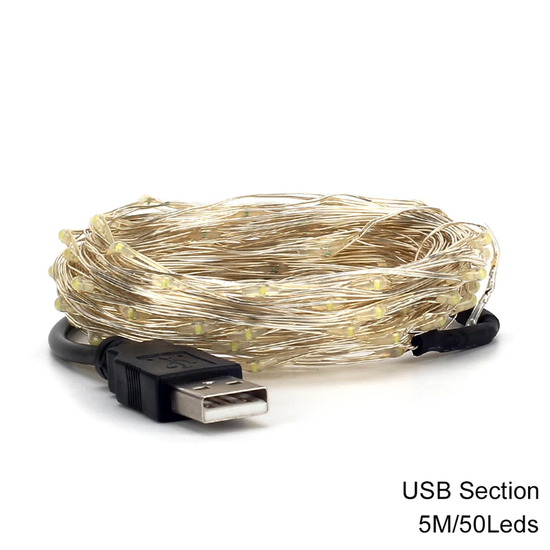 10 метров 5 в USB RGB светодиодный светильник s 8 режимов водонепроницаемый Рождественский светильник s внутренний декоративный светильник Рождественская гирлянда Сказочный светильник