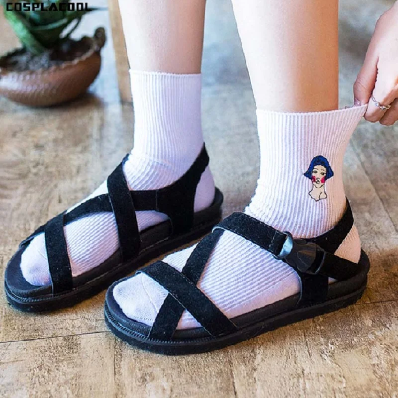 [COSPLACOOL] Японский Харадзюку женские носки без пятки с вышивкой из мультфильма