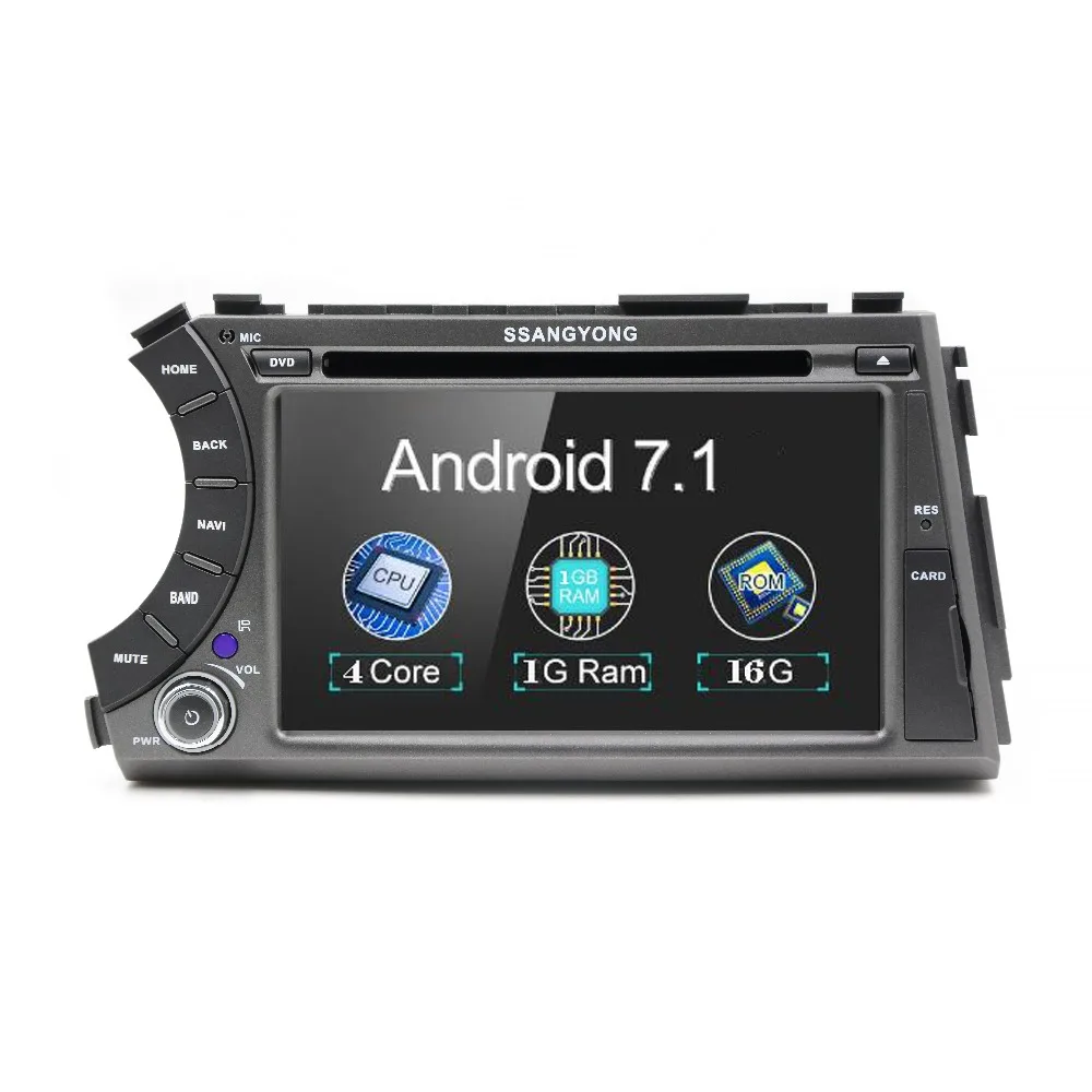 2DIN Android7.1 четырехъядерный автомобильный dvd-плеер на основе Android для Ssangyong Kyron Actyon с