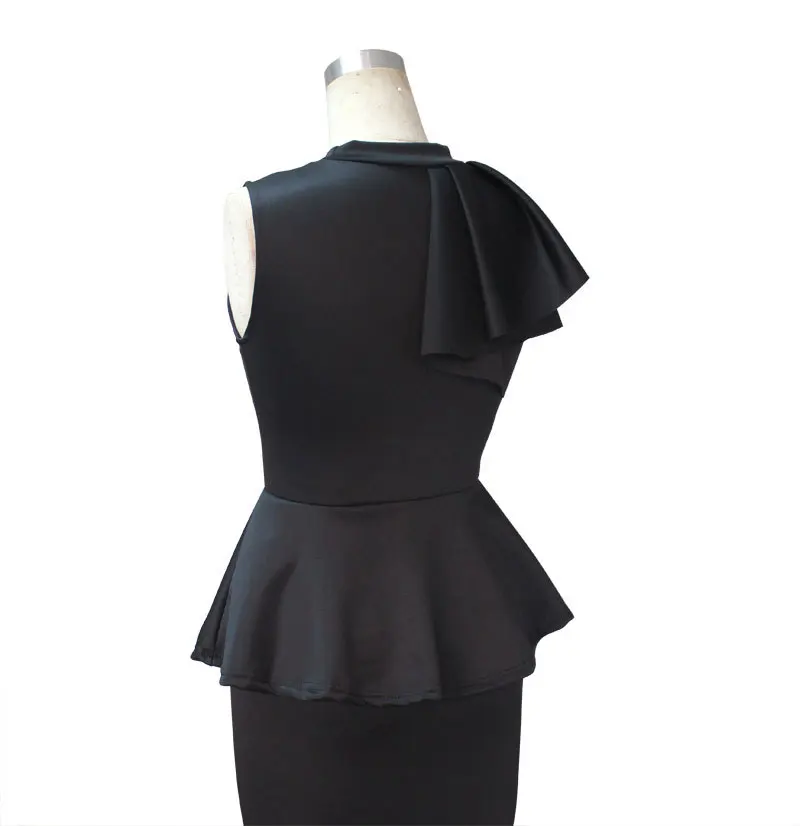 factory outlet Europe and America Slim solid shoulder waist Frilly sleeveless evening dress women's dresses hot sale | Женская