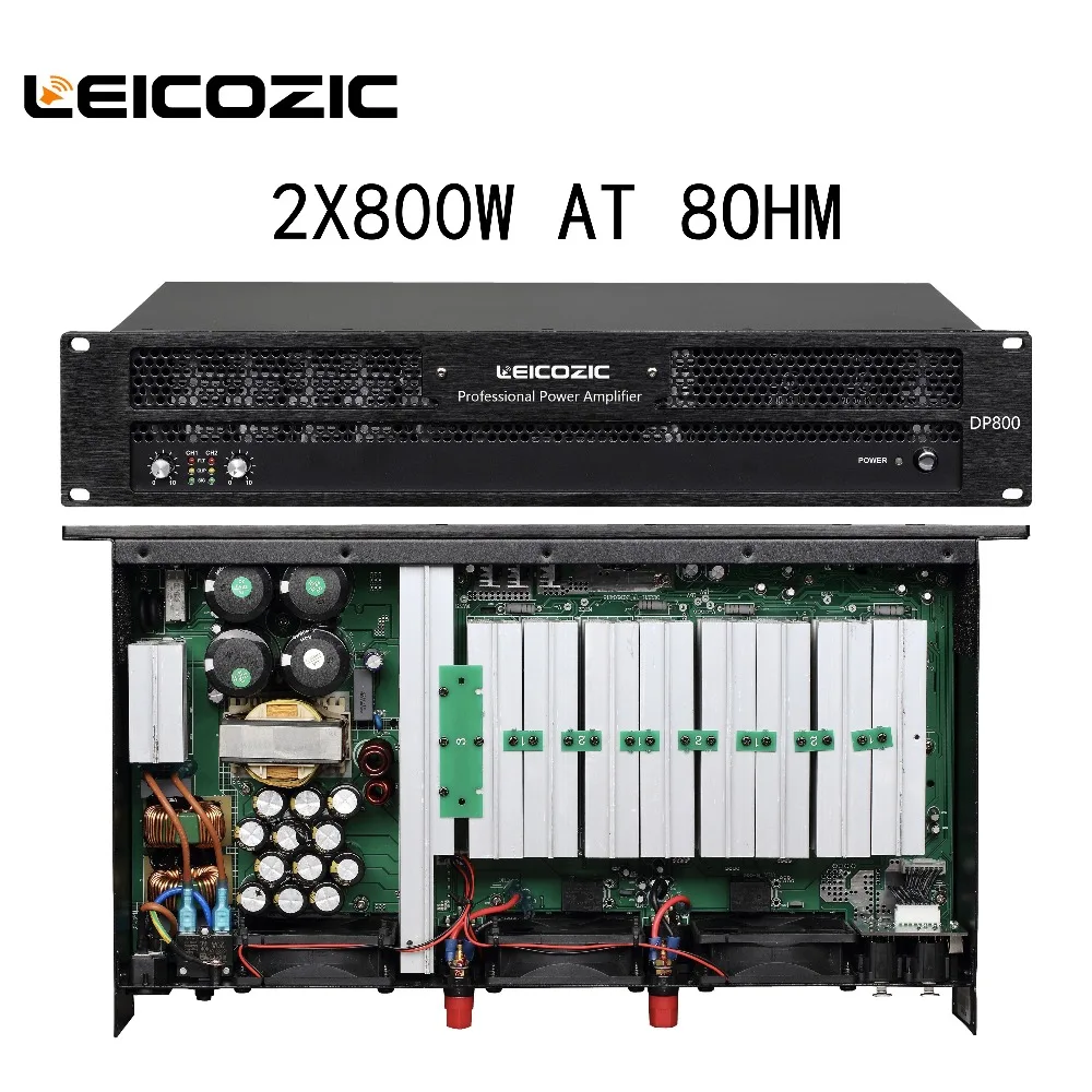 Leicozic DP800 усилитель мощности Профессиональный усилитель мощности сценический усилитель 800 Вт+ 800 Вт RMS аудио-усилители для церкви, свадьбы, пабов, студии