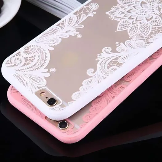 STROLLIFE Phone Cases For iPhone 7 cover Sexy Black Lace Floral Vintage Flower Clear Back Cover iphone 7Plus 6 6s 5s Capa |