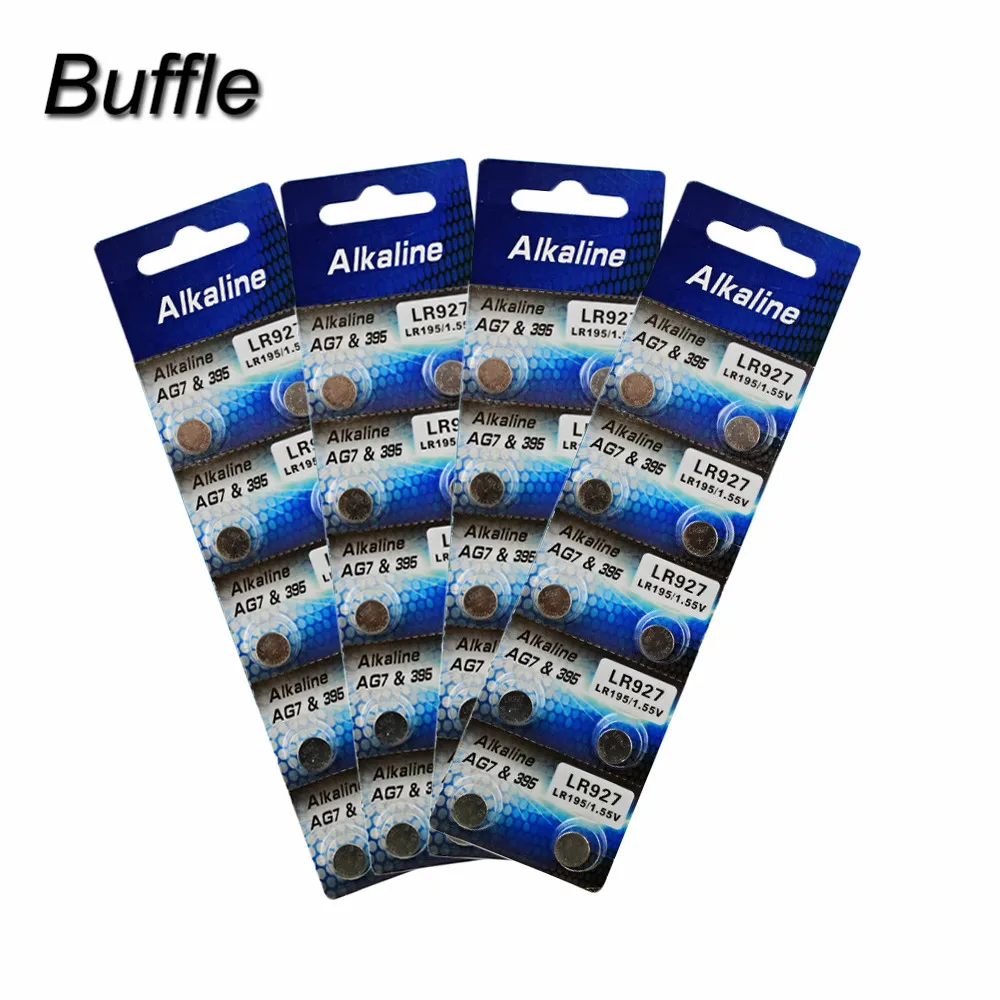 

40pcs/4pack Buffle AG7 Li-ion 1.5V Button Cell Batteries LR927 LR57 SR927W 399 GR927 G7 Alkaline Watch Toys Car Remote Camera