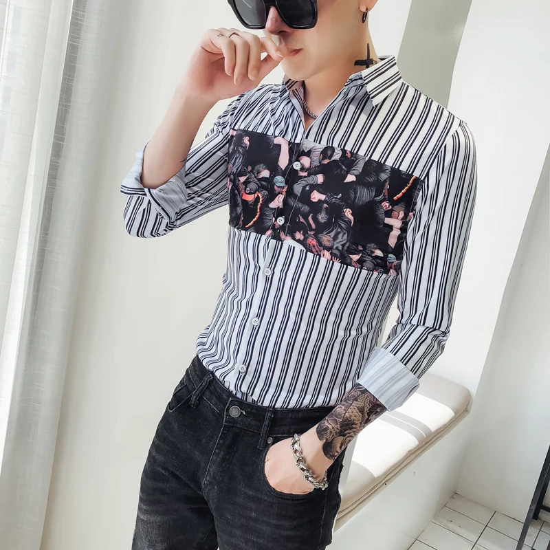 Фирменная Новинка Для мужчин рубашка Мода 2018 Осень Slim Fit Бизнес смокинг с
