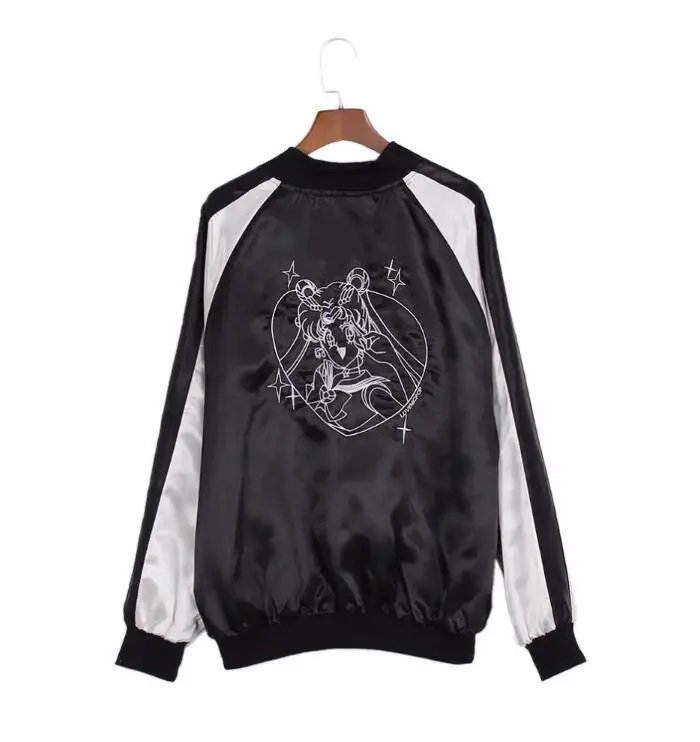 Moon Мультфильм Вышивка Очаровательный цвет свободные куртки|loose jacket|jacket colorfulembroidery