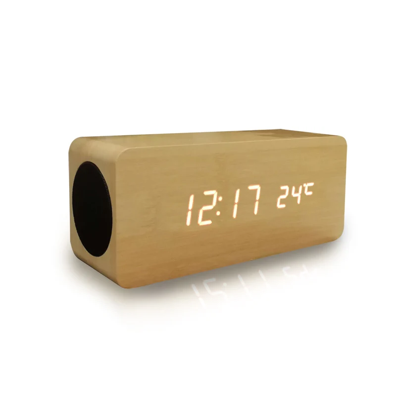 Bamboo color Дизайн античный офисный электронный цифровой контроль температуры звуки светодио дный дисплей Будильник классический настольный радио будильник - Цвет: Bamboo color