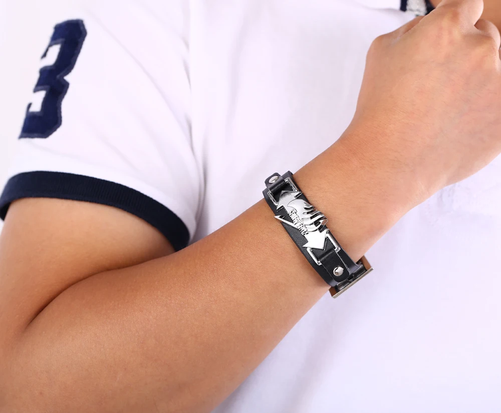 Кожаные браслеты Феи хвост для женщин черный браслет с подвесками мужчин мужские