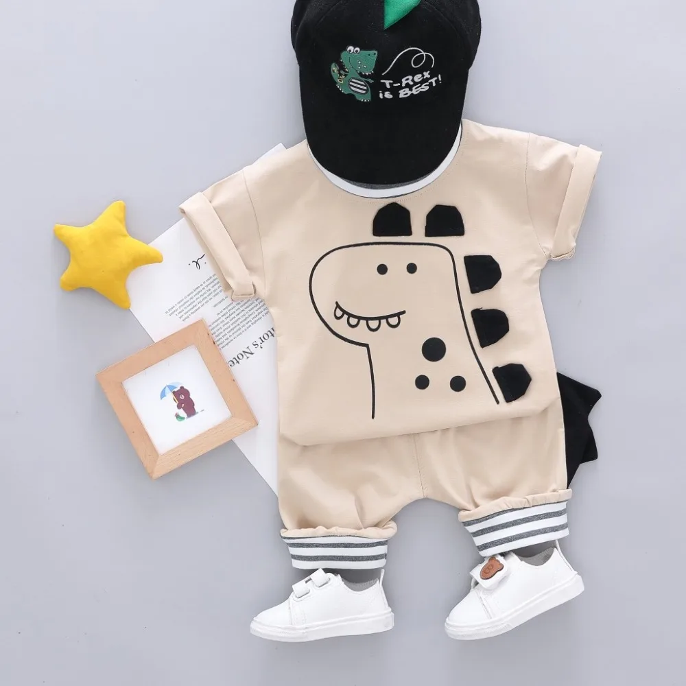 2019 Summer Baby Girls Boys Clothes Sets Toddler Infant Clothing Dinosaur T Shirt Shorts Kids Child Costume | Детская одежда и