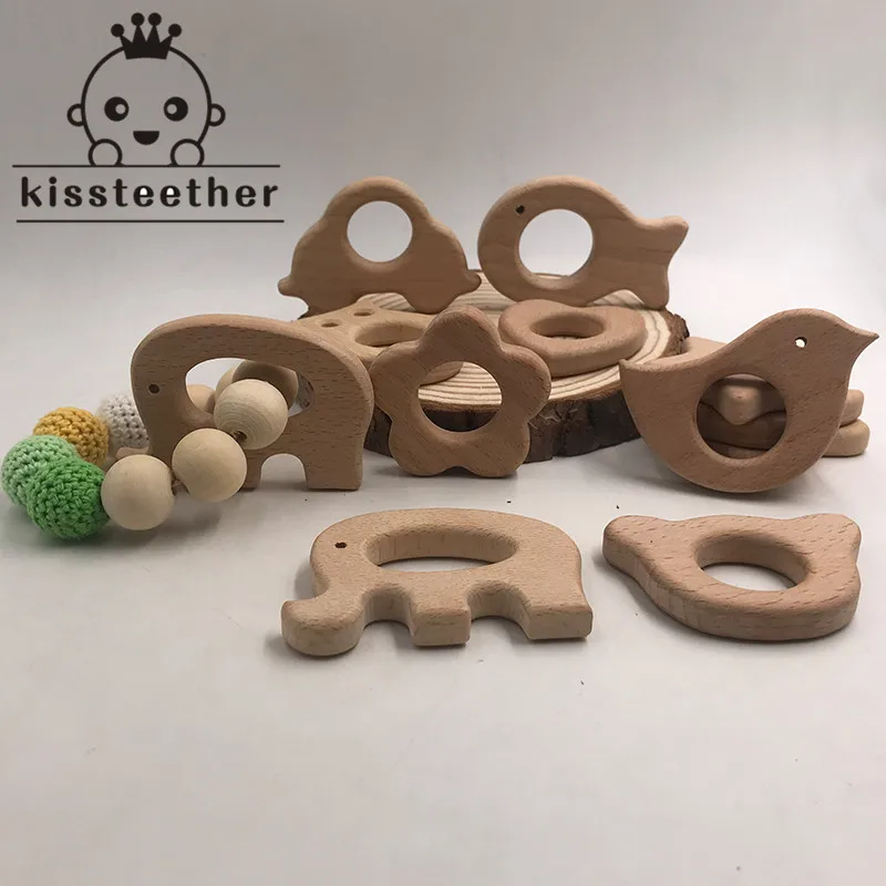 Mordedores de madera para beb&eacute;, juguete de dentici&oacute;n natural, soporte de dentici&oacute;n de madera ecol&oacute;gico org&aacute;nico, 11 Uds.-2