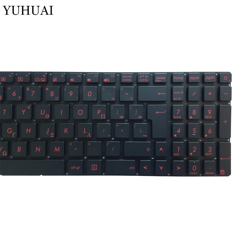 Греческая красная Клавиатура для ноутбука с подсветкой ASUS GL752 GL752V GL752VL GL752VW GL752VWM